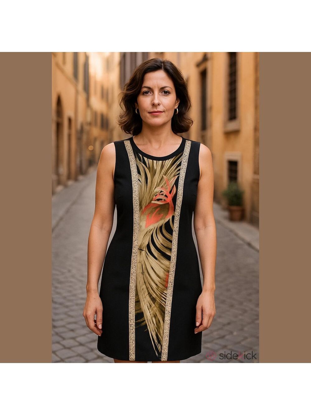 Sathiya Vintage Sleeveless Dress, Mixed Fabric, Size 46 EU/10 USA.Made In Italy.